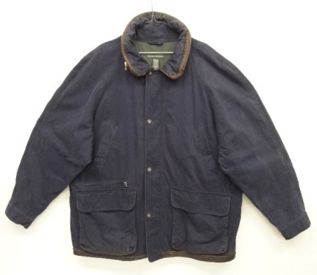 画像: 90'S BANANA REPUBLIC レザートリム フード付き フィールドジャケット ネイビー (VINTAGE) 「Jacket」入荷しました。