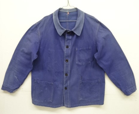 画像: 60'S フレンチワーク 丸襟 ワークジャケット カバーオール フェードブルー (VINTAGE) 「Jacket」入荷しました。