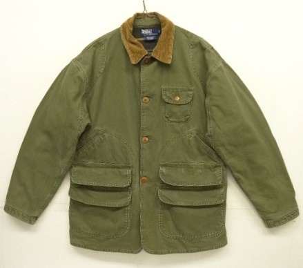 画像: 90'S RALPH LAUREN 裏地付き 襟コーデュロイ ハンティングジャケット オリーブ (VINTAGE) 「Jacket」入荷しました。