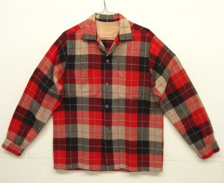 画像: 60'S UNKNOWN ウール オープンカラーシャツ チェック柄 (VINTAGE) 「L/S Shirt」入荷しました。