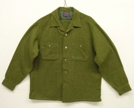 画像: 60'S PENDLETON "BOARD SHIRT" ウール オープンカラーシャツ オリーブ USA製 (VINTAGE) 「L/S Shirt」入荷しました。