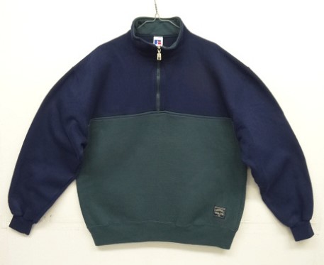 画像: 90'S RUSSELL ATHLETIC ハーフジップ カラーブロック スウェットシャツ ネイビー/グリーン USA製 (VINTAGE) 「Sweat Shirt」入荷しました。