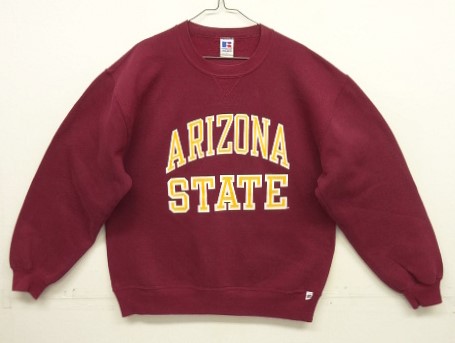 画像: 90'S RUSSELL ATHLETIC "ARIZONA STATE" 前Vガゼット付き クルーネック スウェットシャツ バーガンディ USA製 (VINTAGE) 「Sweat Shirt」入荷しました。