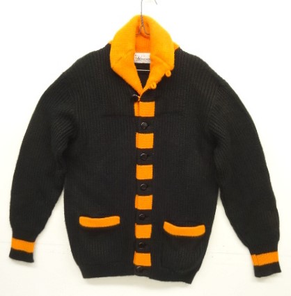 画像: 60'S WARREN-KNIT ショールカラー ニットカーディガン ブラック/オレンジ カナダ製 (DEADSTOCK) 「Knit」入荷しました。