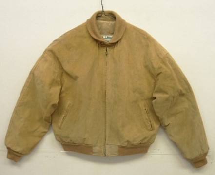 画像: 80'S LL Bean "背面プリーツ" チンスト付き レザー ドリズラージャケット ベージュ USA製 (VINTAGE) 「Jacket」入荷しました。