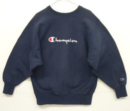 画像: 90'S CHAMPION 刺繍タグ ダブルネック リバースウィーブ ネイビー/ホワイトトリム USA製 (VINTAGE) 「Sweat Shirt」入荷しました。