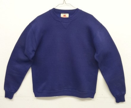 画像: 80'S RUSSELL ATHLETIC 前Vガゼット付き クルーネック スウェットシャツ ナス紺 USA製 (VINTAGE) 「Sweat Shirt」入荷しました。