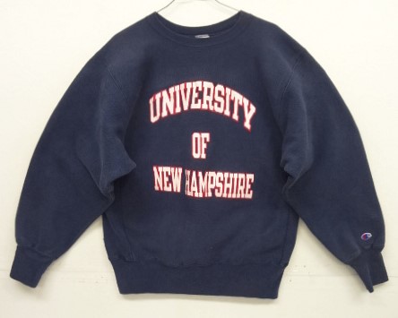 画像: 90'S CHAMPION "三段プリント" 刺繍タグ リバースウィーブ ネイビー USA製 (VINTAGE) 「Sweat Shirt」入荷しました。