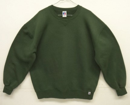 画像: 90'S RUSSELL ATHLETIC 前Vガゼット付き クルーネック スウェットシャツ ダークグリーン USA製 (VINTAGE) 「Sweat Shirt」入荷しました。