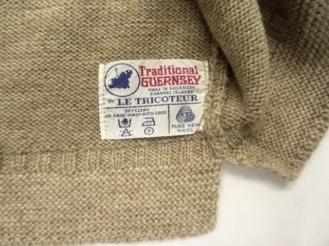 画像: 70'S LE TRICOTEUR ガンジーセーター BEIGE (DEADSTOCK)