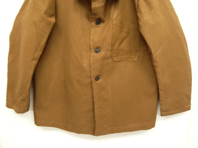 画像: 70'S イタリアンプリズナー コットンダック ワークジャケット カバーオール BROWN (DEADSTOCK)