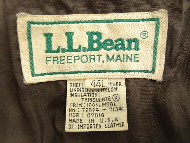 画像: 80'S LL Bean THINSULATE入り レザー A-2 フライトジャケット ブラウン USA製 (VINTAGE)