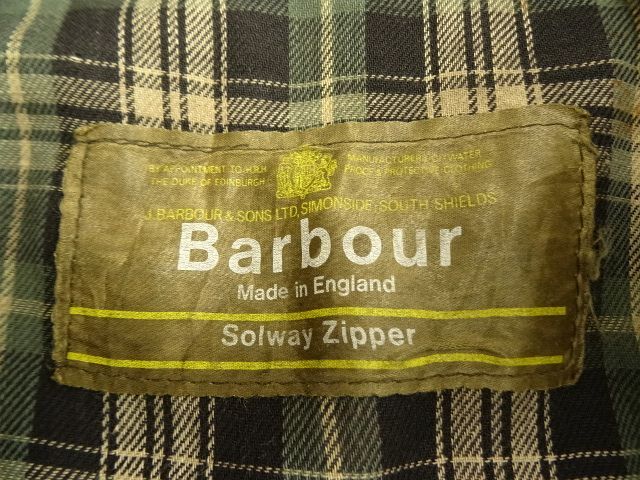 画像: 70'S BARBOUR 1クレスト "SOLWAY ZIPPER" オイルドジャケット KHAKI イングランド製 (VINTAGE)