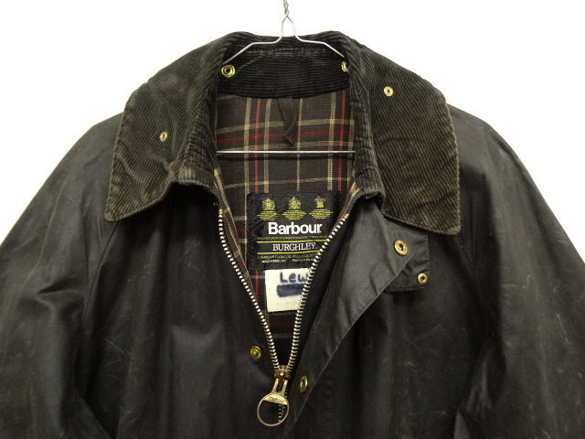 画像: 80'S BARBOUR 3クレスト 旧タグ "BURGHLEY" オイルドコート NAVY イングランド製 (VINTAGE)