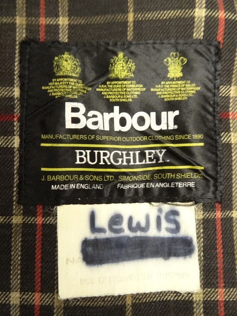 画像: 80'S BARBOUR 3クレスト 旧タグ "BURGHLEY" オイルドコート NAVY イングランド製 (VINTAGE)