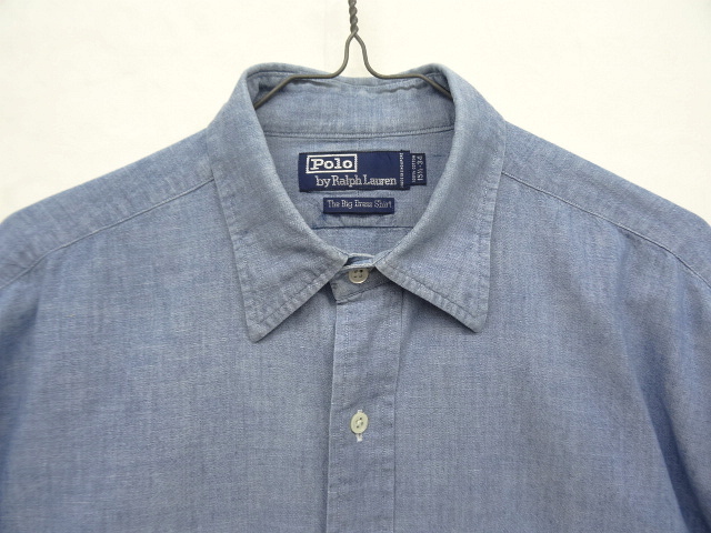 画像: 90'S RALPH LAUREN "THE BIG DRESS SHIRT" シャンブレーシャツ ブルー (VINTAGE)