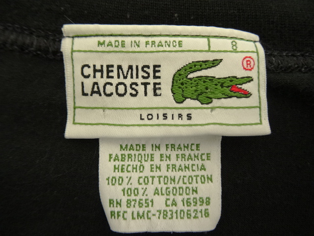 画像: 80'S CHEMISE LACOSTE モックネック 長袖 Tシャツ ブラック フランス製 (VINTAGE)