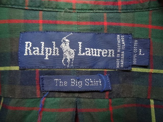 画像: 90'S RALPH LAUREN "THE BIG SHIRT" ポプリン BDシャツ チェック柄 (VINTAGE)