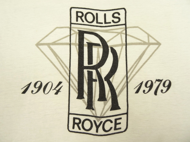 画像: 70'S ROLLS ROYCE 染み込みプリント シングルステッチ 半袖 Tシャツ ホワイト USA製 (VINTAGE)