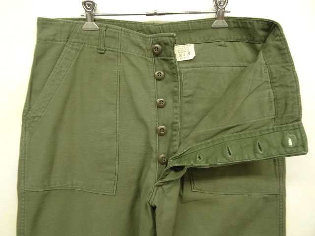 画像: 70'S アメリカ軍 US ARMY "OG107" コットンサテン ベイカーパンツ W36L29 (VINTAGE)