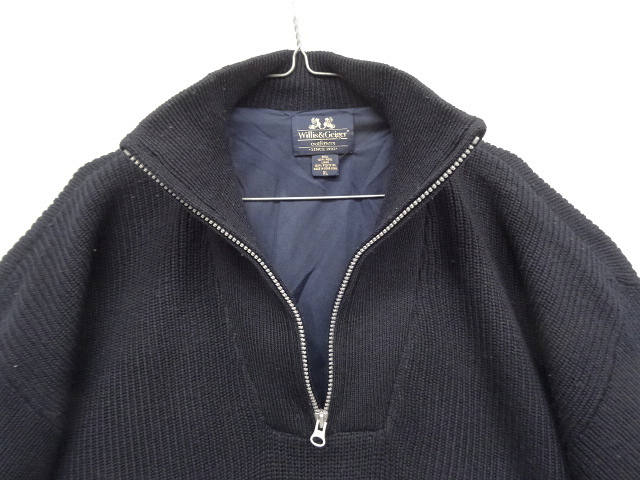 画像: 90'S~00'S WILLIS & GEIGER ウール 裏地付き ハーフジップセーター NAVY (VINTAGE)