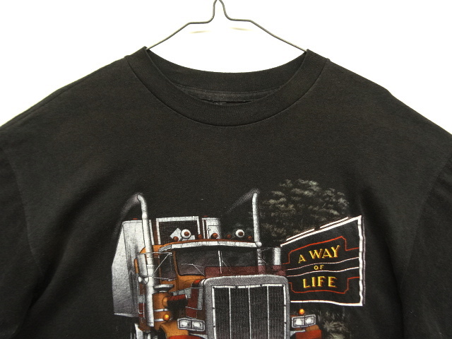 画像: 80'S TRUCKERS ONLY "3D EMBLEM" シングルステッチ 両面プリント 半袖 Tシャツ ブラック USA製 (VINTAGE)