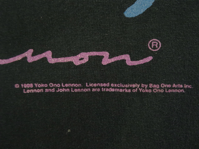 画像: 90'S JOHN LENNON "BAG ONE ARTS" 両面プリント Tシャツ ブラック USA製 (VINTAGE)