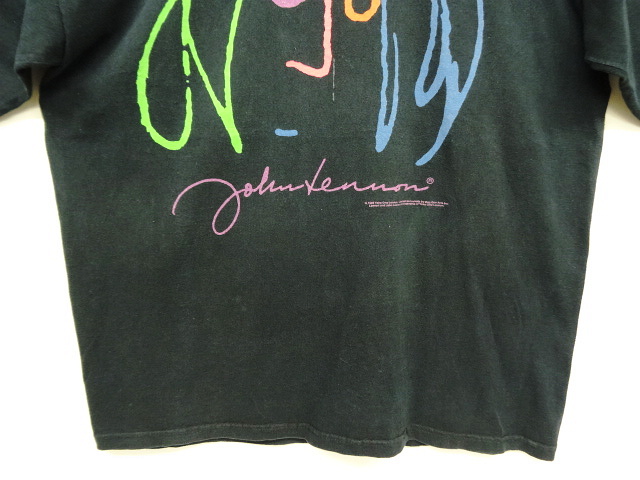 画像: 90'S JOHN LENNON "BAG ONE ARTS" 両面プリント Tシャツ ブラック USA製 (VINTAGE)