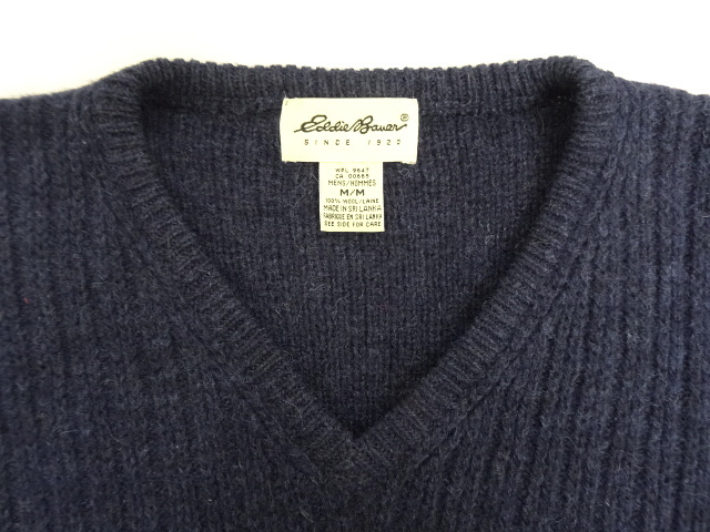 画像: 90'S EDDIE BAUER ウール Vネック ニットベスト ネイビー (VINTAGE)