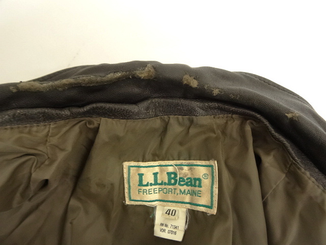 画像: 90'S LL Bean "THINSULATE入り" A-2 ゴートスキン レザー フライトジャケット ブラウン USA製 (VINTAGE)