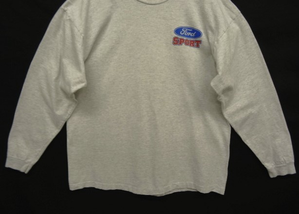 画像: 90'S FORD "ALORE製ボディ" 染み込みプリント 長袖 Tシャツ グレー USA製 (VINTAGE)