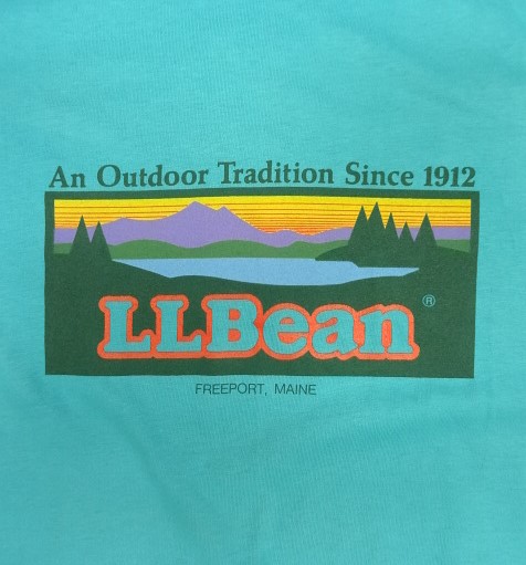 画像3: 80'S LL Bean x HANES シングルステッチ 半袖 Tシャツ ターコイズブルー USA製 (DEADSTOCK)