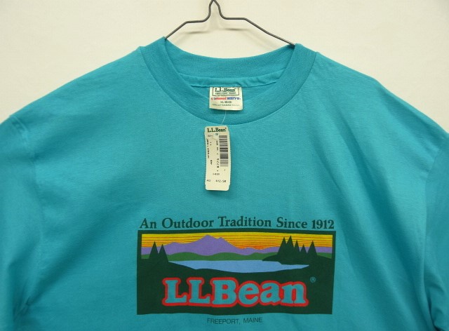 画像: 80'S LL Bean x HANES シングルステッチ 半袖 Tシャツ ターコイズブルー USA製 (DEADSTOCK)