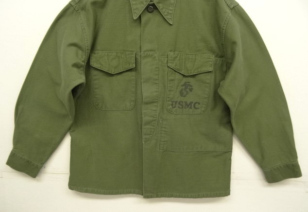 画像: 50'S アメリカ軍 USMC "P-58" ステンシル入り コットンサテン ユーティリティシャツ (VINTAGE)