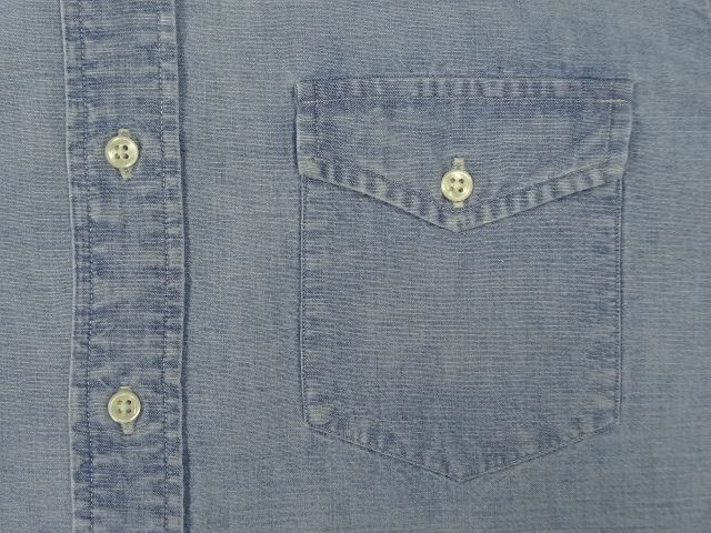 画像: 90'S RALPH LAUREN マチ付き シャンブレー 三点留めボタンダウンシャツ ブルー (VINTAGE)