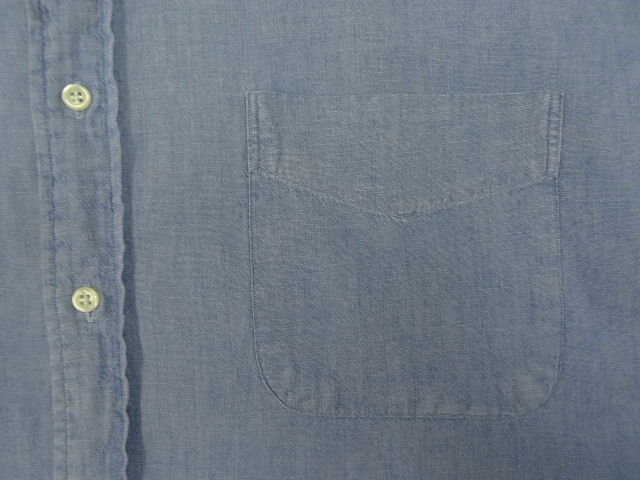 画像: 90'S RALPH LAUREN "THE BIG SHIRT" 裾ロゴ刺繍 シャンブレー BDシャツ ブルー (VINTAGE)