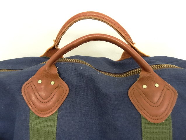 画像: 80'S LL Bean キャンバス/レザー ダッフルバッグ ネイビー/オリーブ USA製 (VINTAGE)