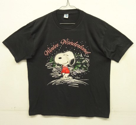 画像1: 70'S SNOOPY "ARTEX製" シングルステッチ 半袖 Tシャツ ブラック USA製 (VINTAGE)