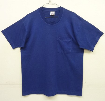 画像1: 90'S BVD コットン/ポリ シングルステッチ 耳付きポケット 半袖 Tシャツ ネイビー USA製 (VINTAGE)