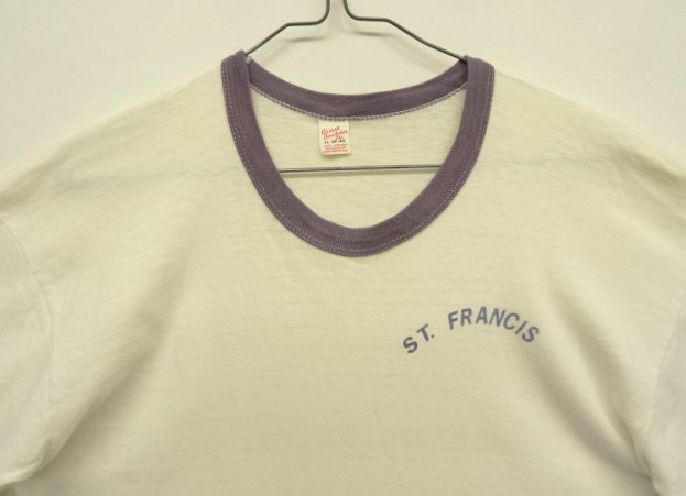 画像: 60'S RUSSELL SOUTHERN CO シングルステッチ 染み込みプリント 半袖 リンガーTシャツ ホワイト (VINTAGE)