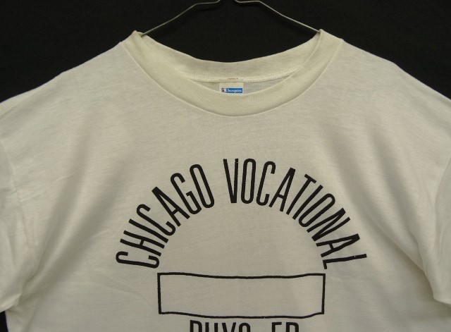 画像: 70'S CHAMPION "CHICAGO VOCATIONAL" バータグ シングルステッチ Tシャツ ホワイト USA製 (DEADSTOCK)