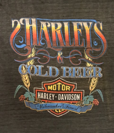 画像2: 70'S HARLEY DAVIDSON 両面プリント シングルステッチ 半袖 Tシャツ フェードブラック (VINTAGE)