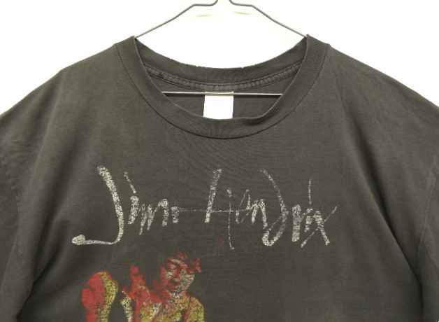 画像: 90'S JIMI HENDRIX 両面プリント シングルステッチ 半袖 Tシャツ フェードブラック (VINTAGE)