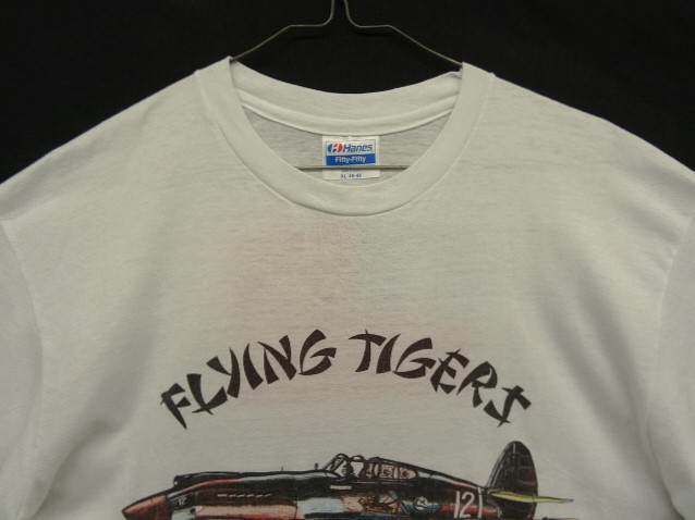 画像: 80'S AVG "FLYING TIGERS" シングルステッチ 両面プリント Tシャツ ホワイト USA製 (VINTAGE)