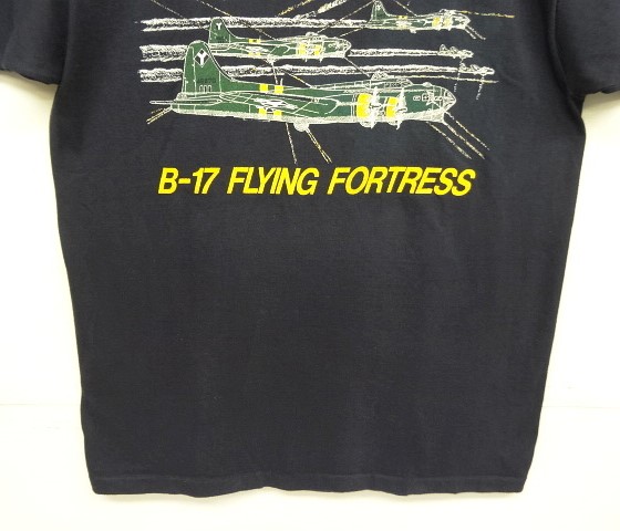 画像: 80'S US ARMY AIR FORCE "B-17 FLYING FORTRESS" シングルステッチ 両面プリント Tシャツ ネイビー USA製 (VINTAGE)