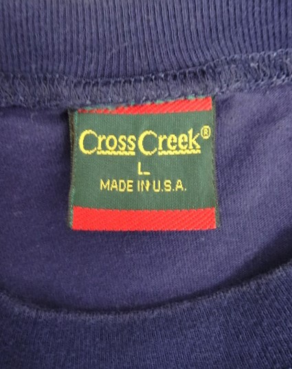 画像2: 90'S CROSS CREEK コットン100% シングルステッチ ポケット付き 半袖 Tシャツ ネイビー USA製 (VINTAGE)