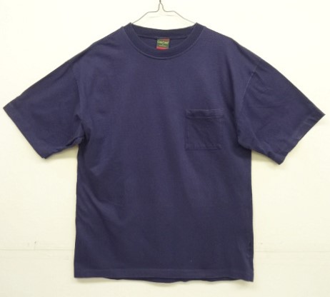 画像1: 90'S CROSS CREEK コットン100% シングルステッチ ポケット付き 半袖 Tシャツ ネイビー USA製 (VINTAGE)