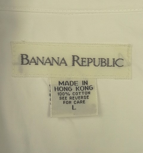 画像2: 90'S BANANA REPUBLIC フラップ付きポケット 半袖 ポプリンシャツ ホワイト (VINTAGE)