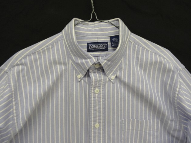 画像: 90'S LANDS' END "HYDE PARK OXFORD" オックスフォード 長袖 BDシャツ ブルー/ホワイト ストライプ USA製 (VINTAGE)