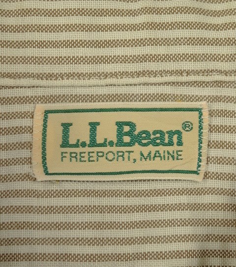 画像2: 80'S LL Bean オックスフォード 長袖 BDシャツ ホワイト/ベージュ ストライプ USA製 (VINTAGE)